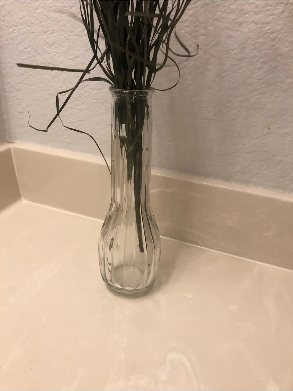 Decorative Orange and Yellow Artificial Flower Bouquet in Clear Glass Vase